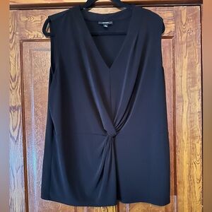 Alfani Black V-Neck Gathered Blouse